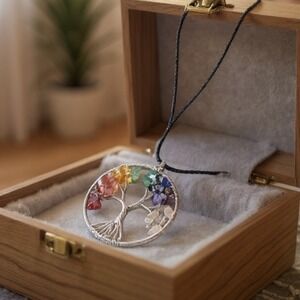 Boho‎ Tree of Life Necklace | 7 Chakra Healing Crystal Pendant Jewelry